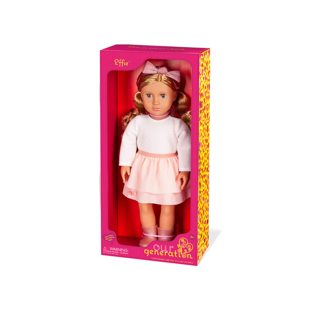 Our Generation Effie 18" Doll w/ Pink Skirt Outfit