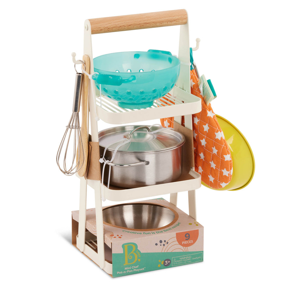 B.Toys Pots & Pans With Storage Rack