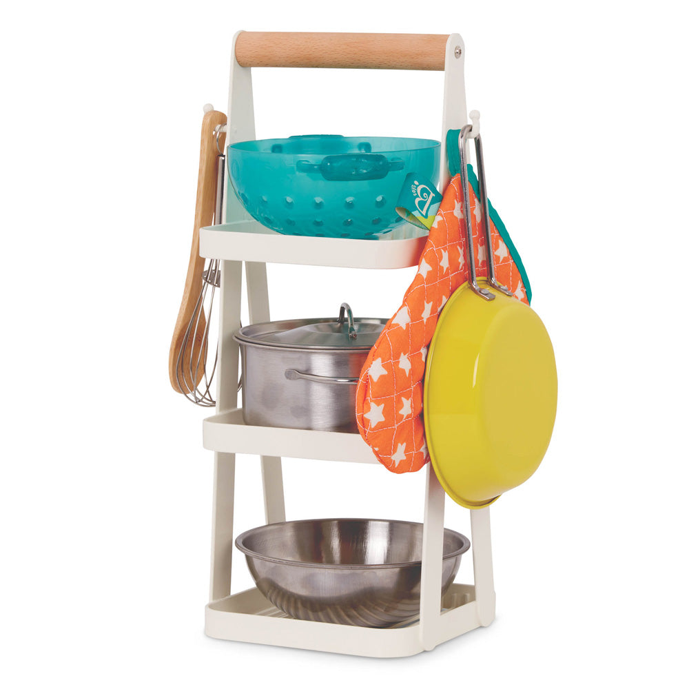 B.Toys Pots & Pans With Storage Rack