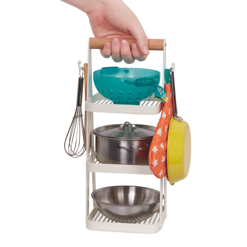 B.Toys Pots & Pans With Storage Rack