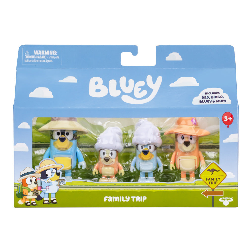 Bluey S11 Holiday Figure 4PK Family Trip