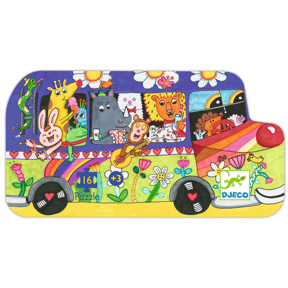 Djeco Silhouette Puzzle / The Rainbow Bus 16 pcs