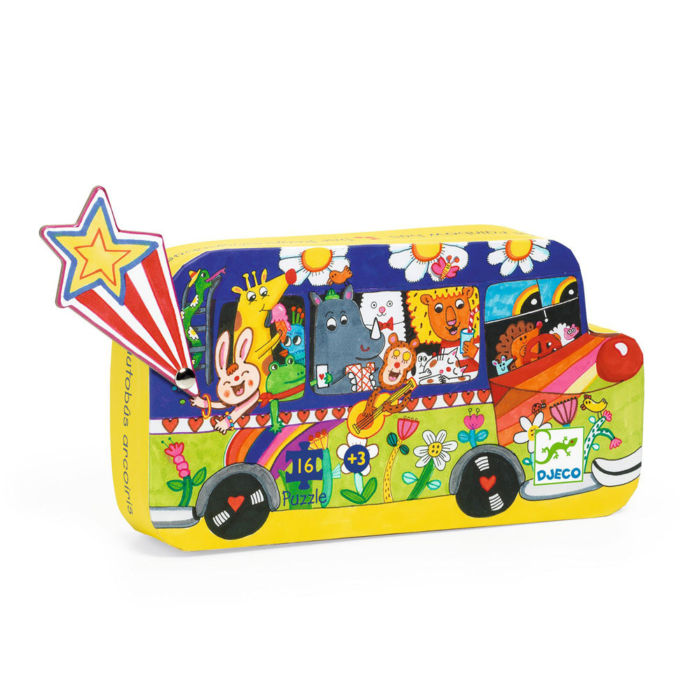 Djeco Silhouette Puzzle / The Rainbow Bus 16 pcs