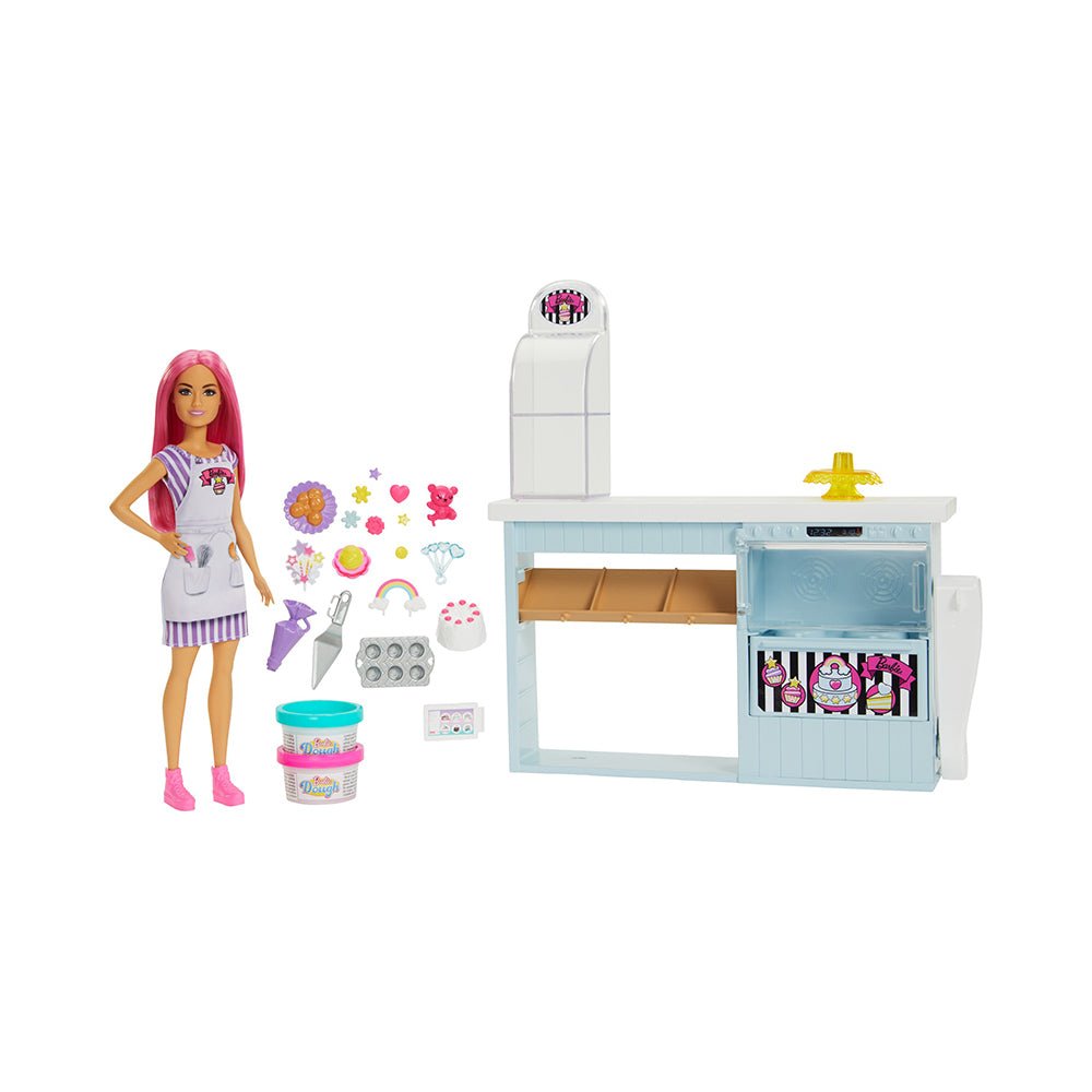 Barbie Doll Bakery Playset with Pink - Haired Petite Doll, Baking Station, 20+ Pieces - Mastermind Toys___225544