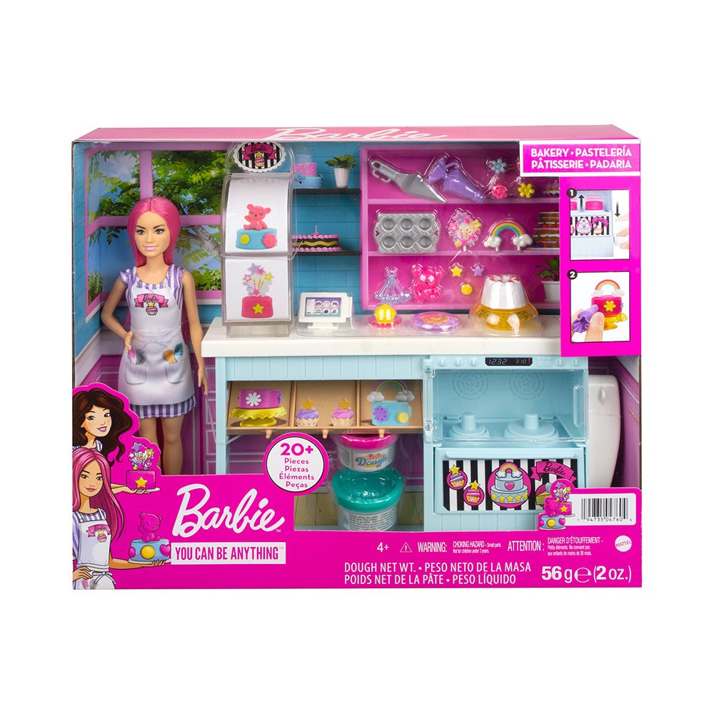 Barbie Doll Bakery Playset with Pink - Haired Petite Doll, Baking Station, 20+ Pieces - Mastermind Toys___225544