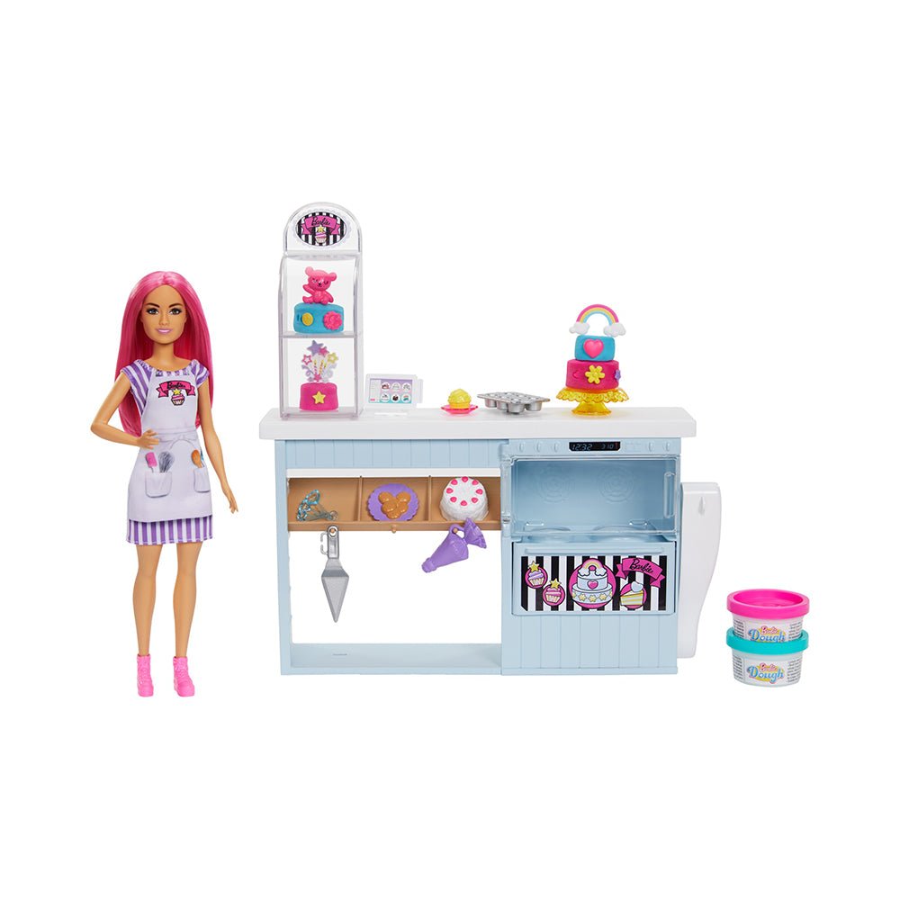 Barbie Doll Bakery Playset with Pink - Haired Petite Doll, Baking Station, 20+ Pieces - Mastermind Toys___225544