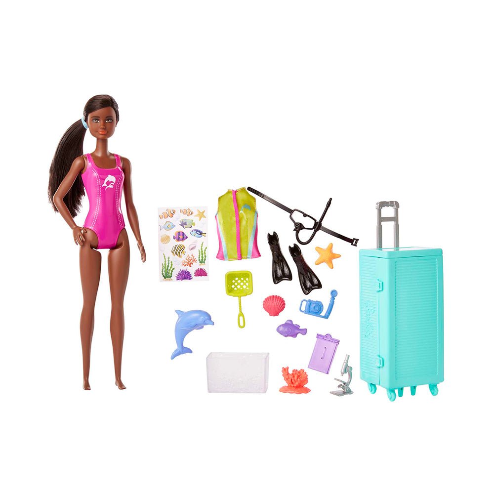 Barbie Marine Biologist Doll And Accessories, Mobile Lab Playset With Brunette Doll And 10+ Pieces - Mastermind Toys___231007