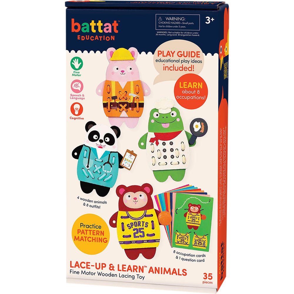 Battat Education Lace - Up & Learn Animals Fine Motor Wooden Lacing Toy - Mastermind Toys___235543