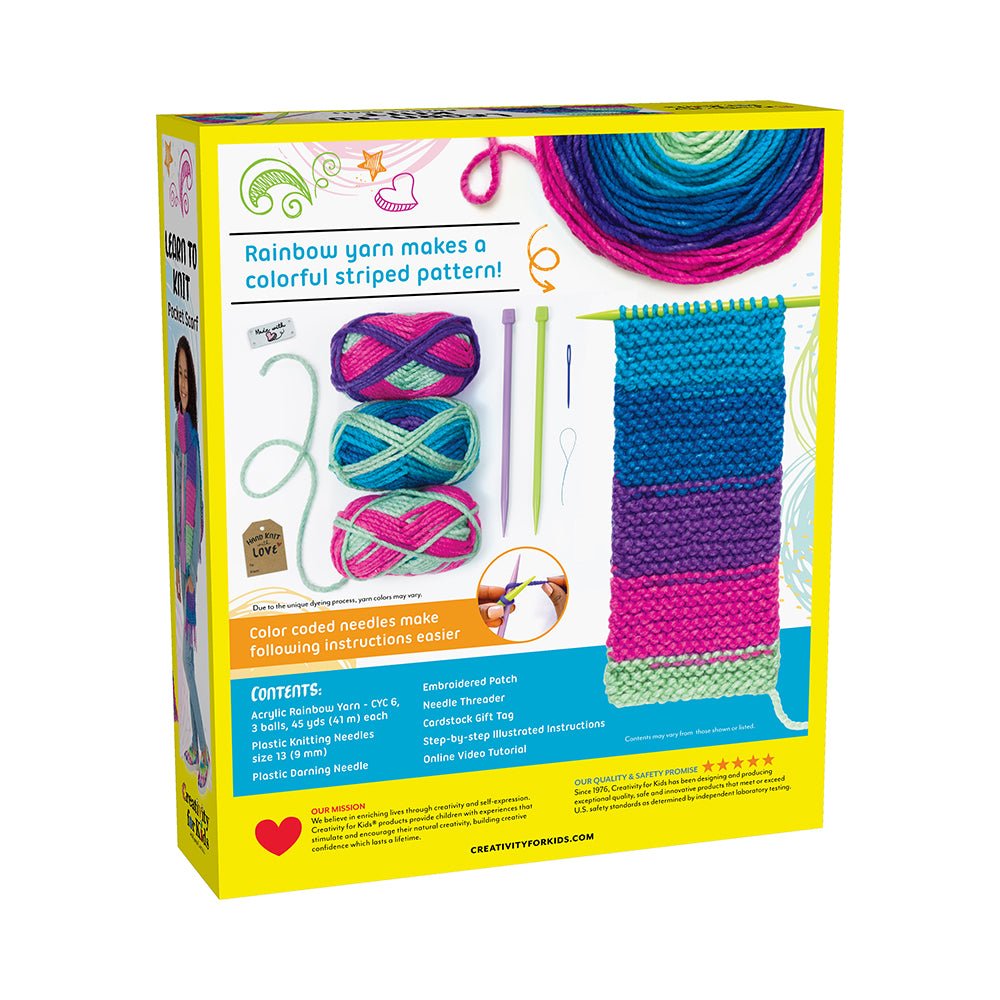 Creativity for Kids Learn to Knit Pocket Scarf - Mastermind Toys___223135