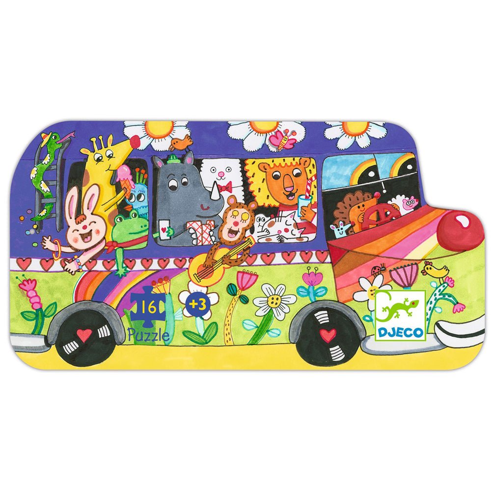 Djeco Silhouette Puzzle / The Rainbow Bus 16 pcs - Mastermind Toys___238169