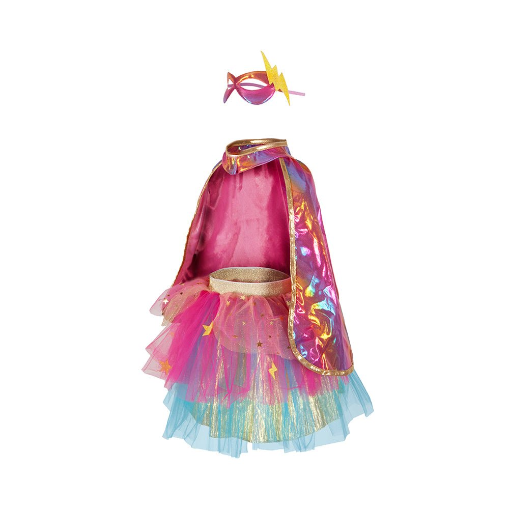 Great Pretenders Pink/Gold Super - Duper Tutu, Cape and Mask, Size 4 - 6 - Mastermind Toys___218913