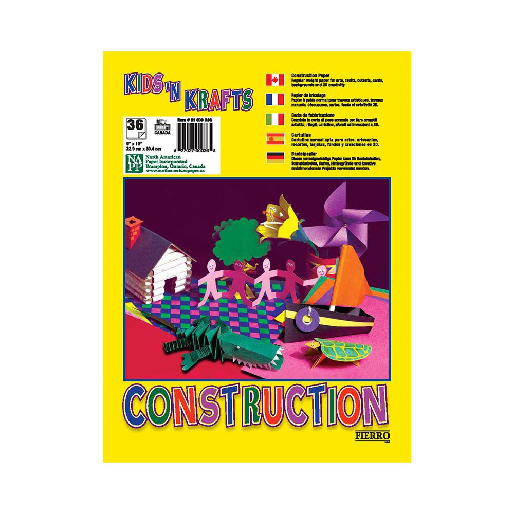 Kids 'n Krafts Coloured Construction Paper Pad 9x12 36 Sheets - Mastermind Toys___222046