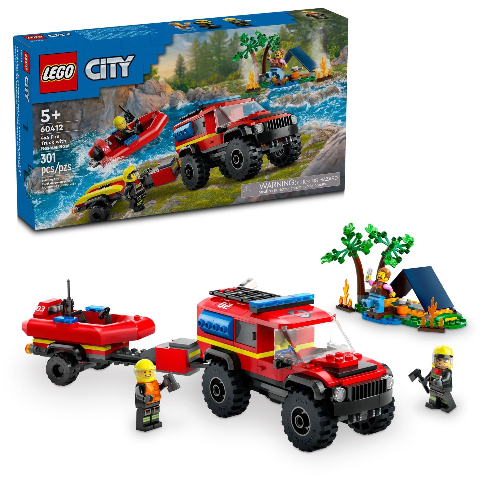 LEGO City 4x4 Fire Truck with Rescue Boat Toy 60412 - Mastermind Toys___232545