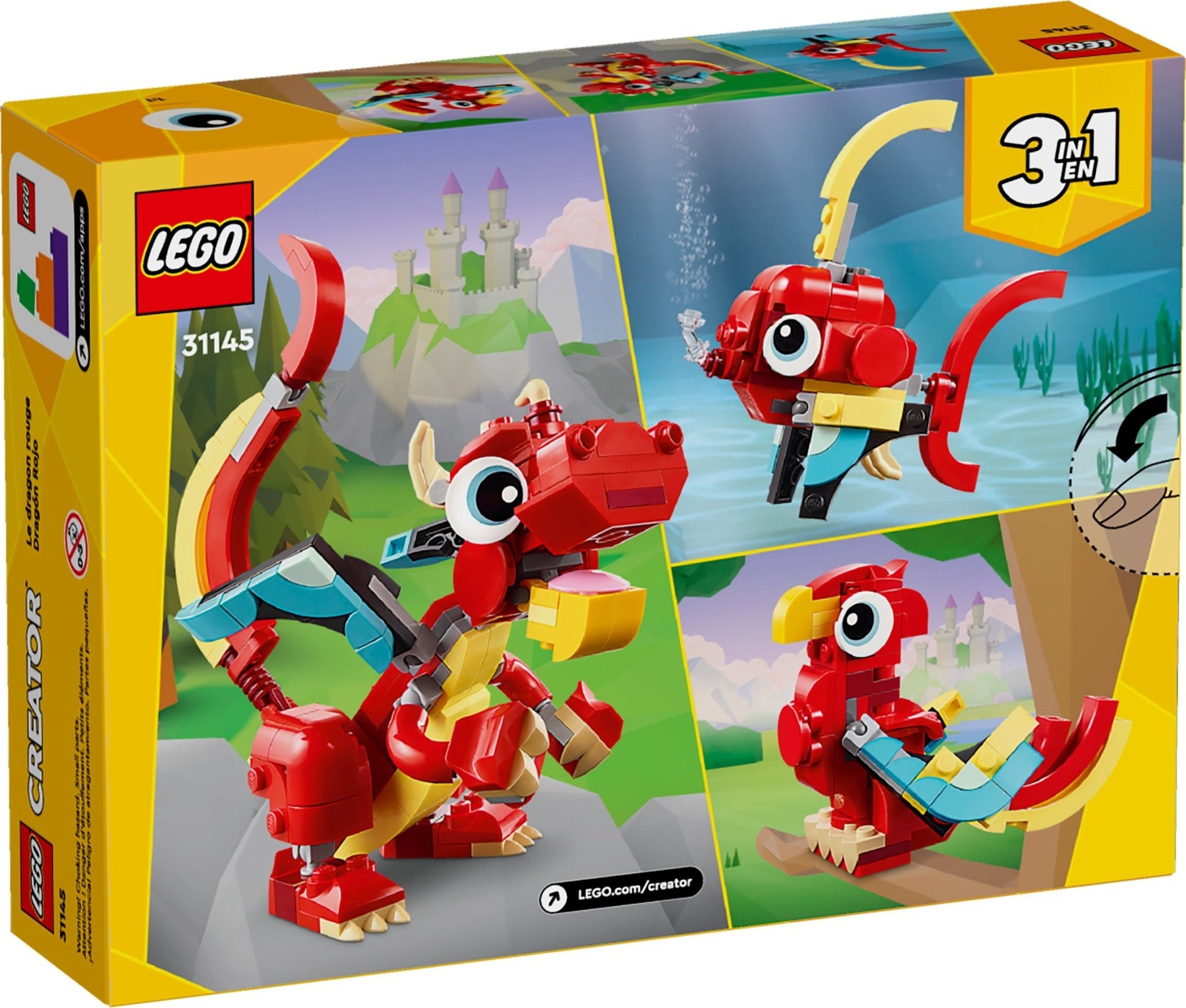 LEGO Creator 3 in 1 Red Dragon 3 in 1 Animal Toy Set 31145 - Mastermind Toys___232499