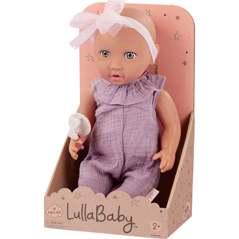 LullaBaby 14” Baby Doll with Lilac Jumper - Mastermind Toys___234793