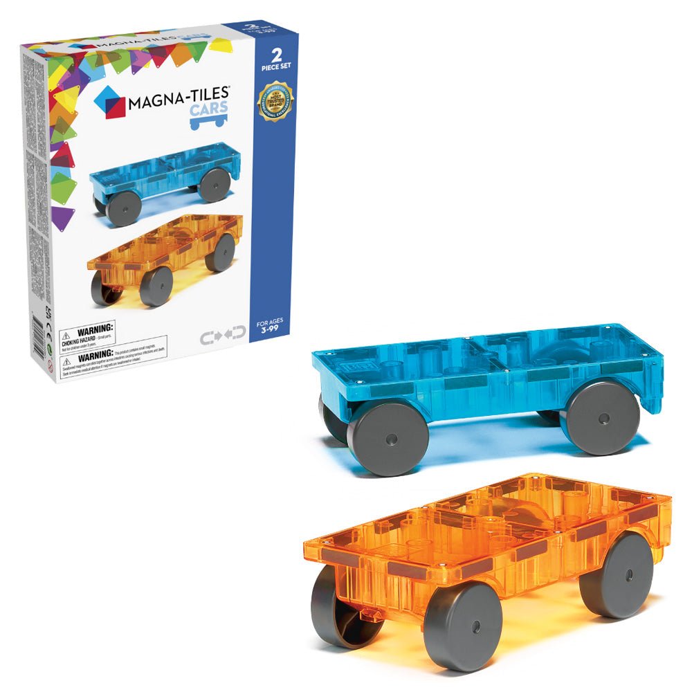 MAGNA - TILES Cars Blue & Orange Magnetic Construction Set 2 - Piece Set, The ORIGINAL Magnetic Building - Mastermind Toys___232832