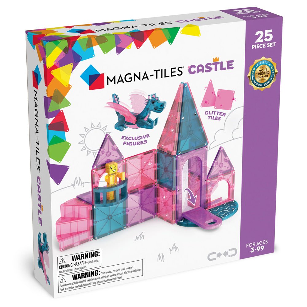 MAGNA - TILES® Castle 25 - Piece Magnetic Construction Set, The ORIGINAL Magnetic Building Brand - Mastermind Toys___234360