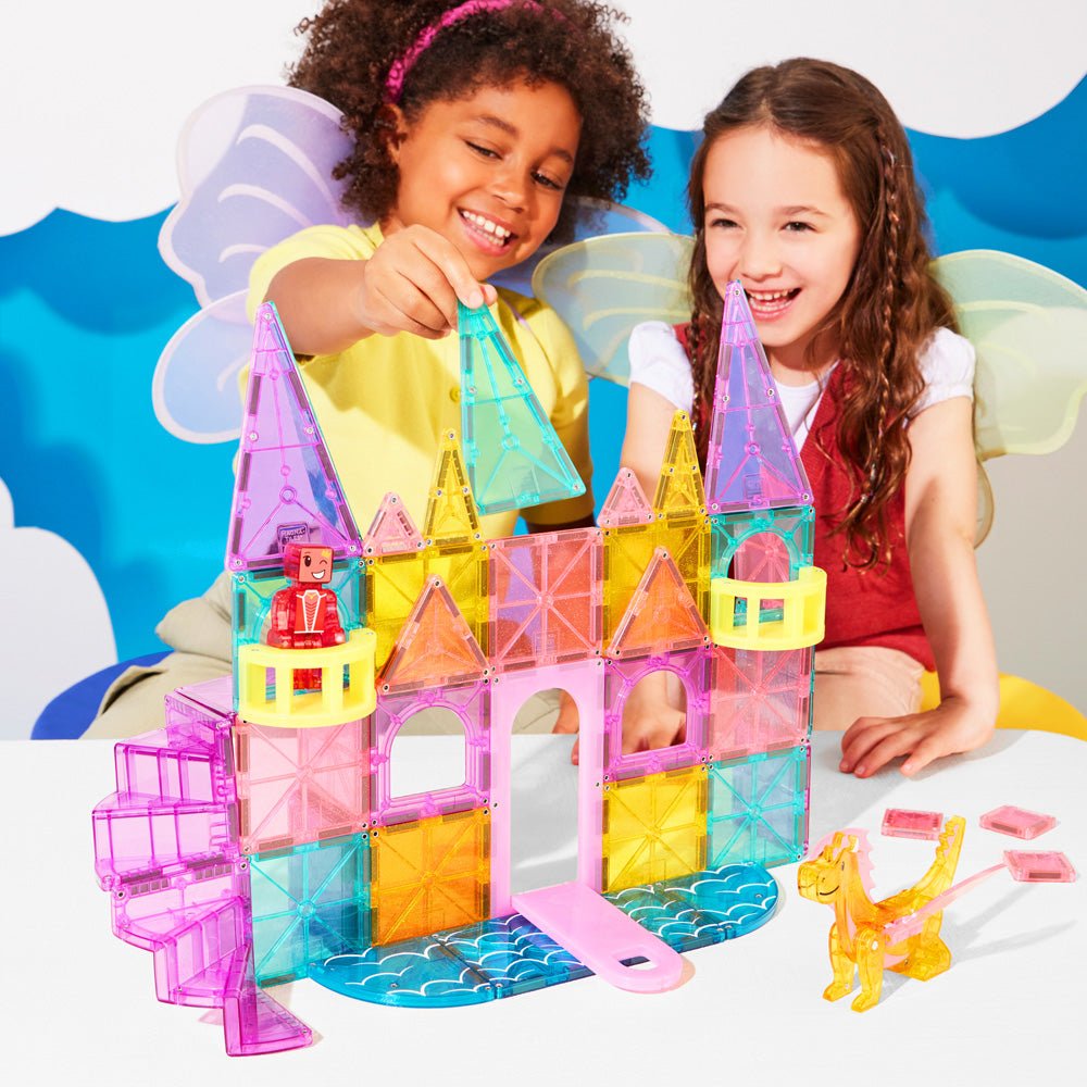 MAGNA - TILES® Castle DLX 48 - Piece Magnetic Construction Set, The ORIGINAL Magnetic Building Brand - Mastermind Toys___234361