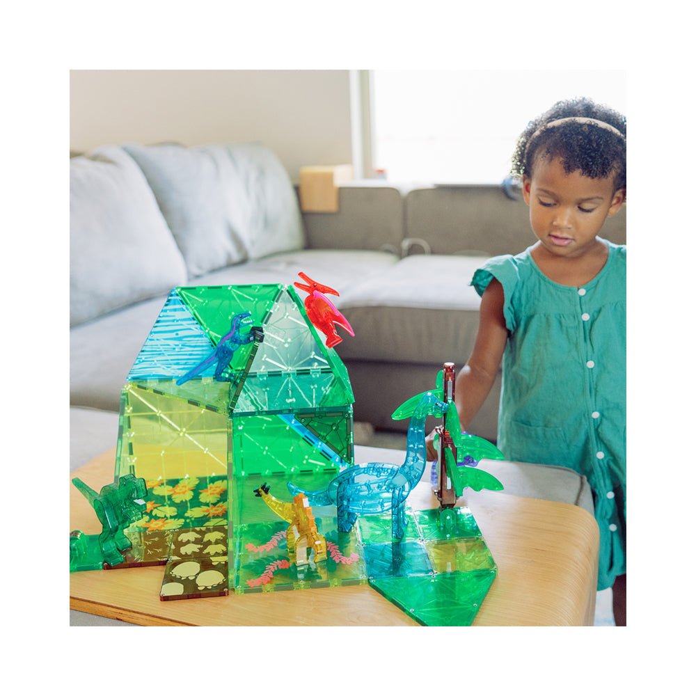 MAGNA - TILES Dino World XL 50 - Piece Magnetic Construction Set, The ORIGINAL Magnetic Building Brand - Mastermind Toys___228865