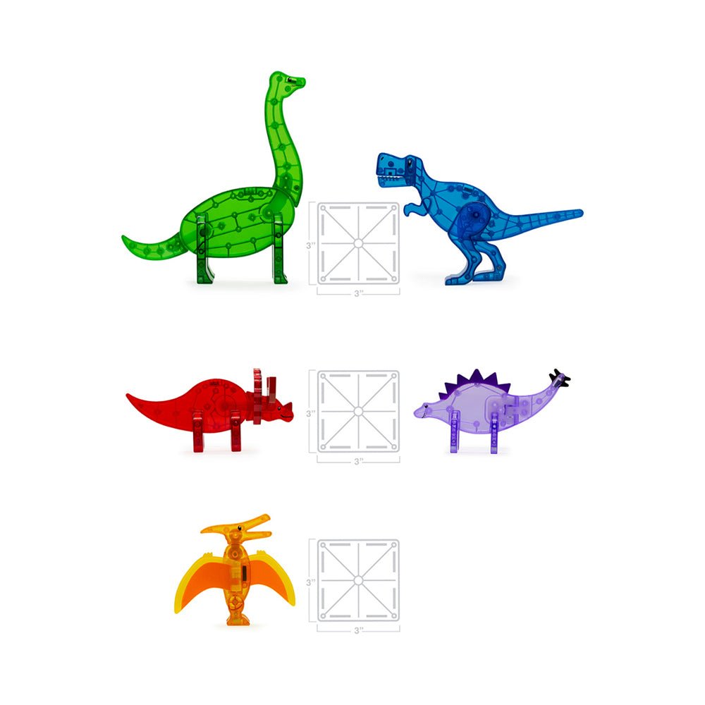 MAGNA - TILES Dinos 5 - Piece Magnetic Construction Set, The ORIGINAL Magnetic Building Brand - Mastermind Toys___228863