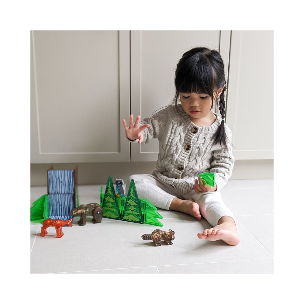 MAGNA - TILES Forest Animals 25 - Piece Magnetic Construction Set, The ORIGINAL Magnetic Building Brand - Mastermind Toys___228867