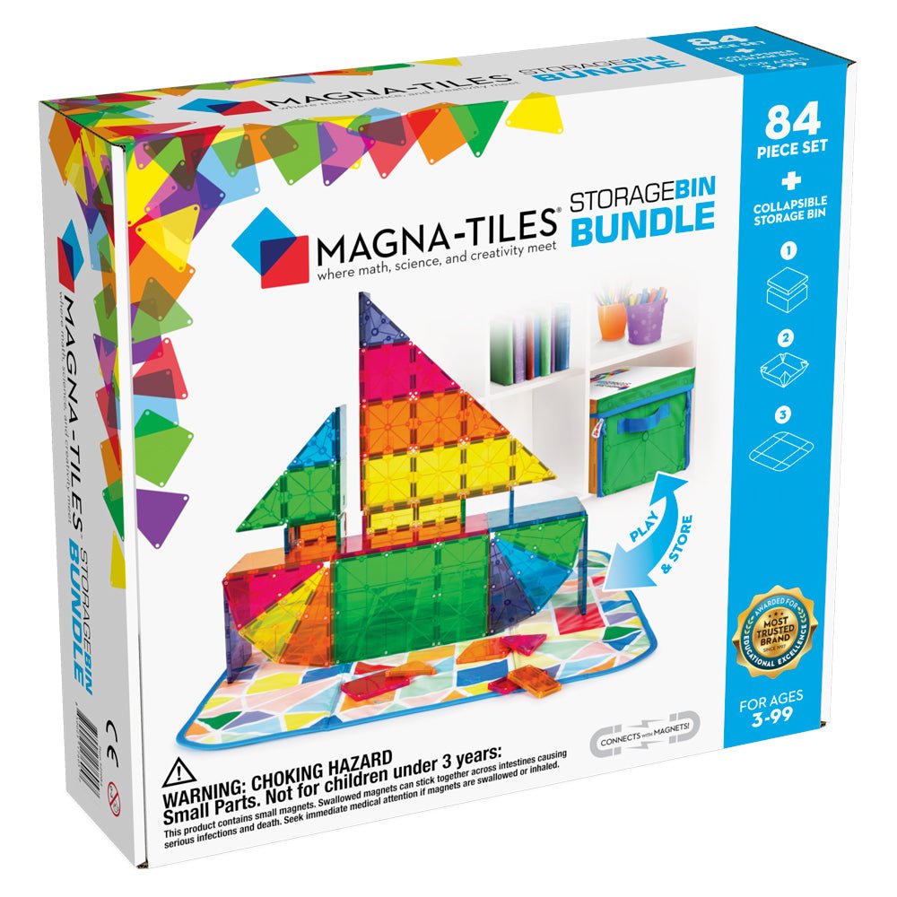 MAGNA TILES Storage Bin Bundle 84 Piece Magnetic Construction Set The MOST COMPLETE Set From The OR