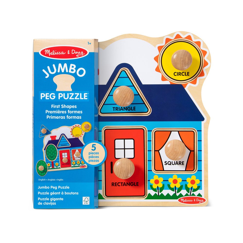 Melissa & Doug First Shapes Jumbo Knob wooden Puzzle - 5 Pieces - Mastermind Toys___234459