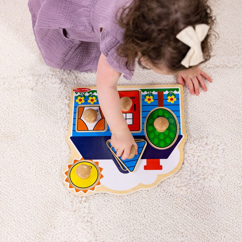 Melissa & Doug First Shapes Jumbo Knob wooden Puzzle - 5 Pieces - Mastermind Toys___234459