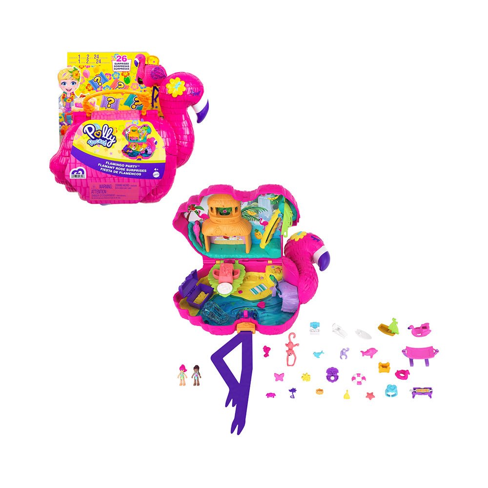 Polly Pocket Mini Toys | Compact Playset And 2 Dolls |Flamingo Party - Mastermind Toys___224486