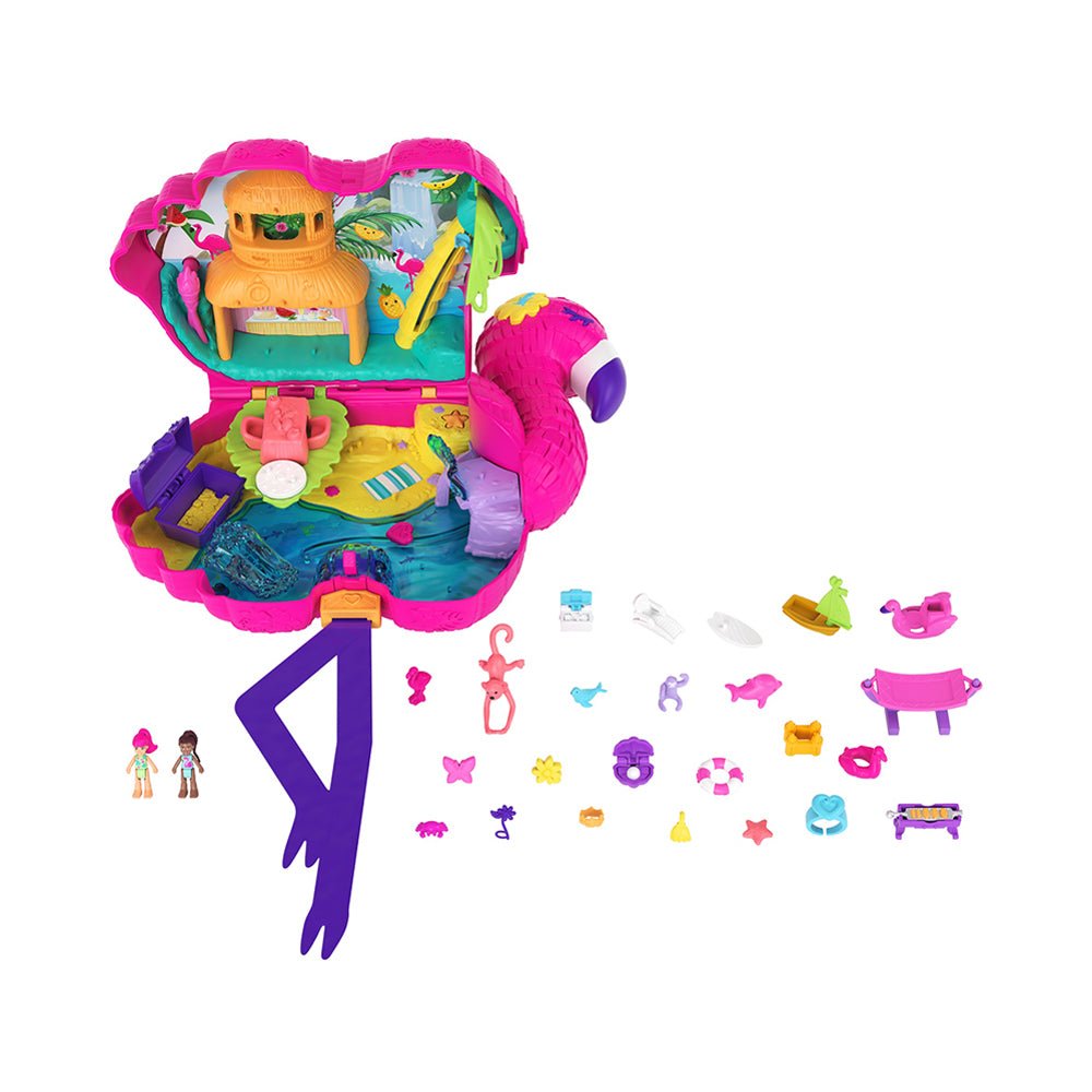 Polly Pocket Mini Toys | Compact Playset And 2 Dolls |Flamingo Party - Mastermind Toys___224486