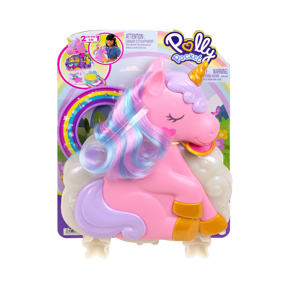 Polly Pocket Rainbow Unicorn Salon Playset With 2 Micro Dolls, Styling Head And 20+ Accessories - Mastermind Toys___228935