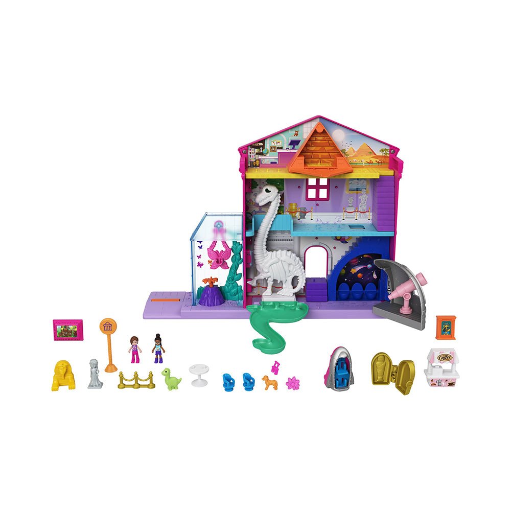 Polly Pocket Starring Shani Pollyville Museum Playset, 2 Micro Dolls, 3 Floors, 15 Accessories - Mastermind Toys___227077