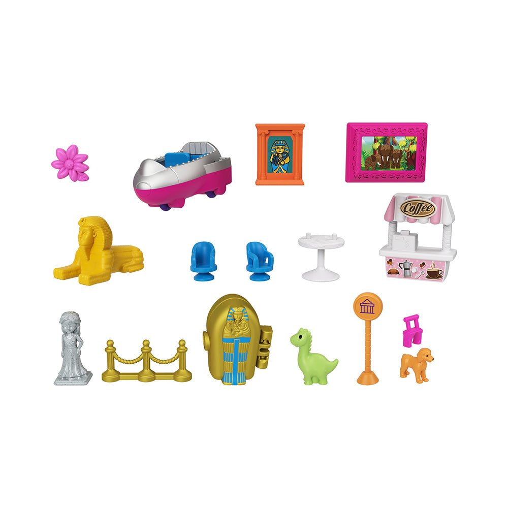 Polly Pocket Starring Shani Pollyville Museum Playset, 2 Micro Dolls, 3 Floors, 15 Accessories - Mastermind Toys___227077