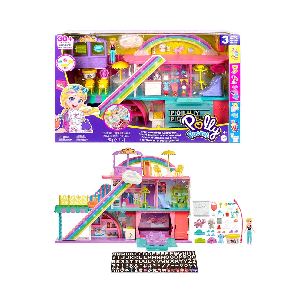 Polly Pocket Sweet Adventures Rainbow Mall, 3 Floors, 35+ Accessories - Mastermind Toys___231026