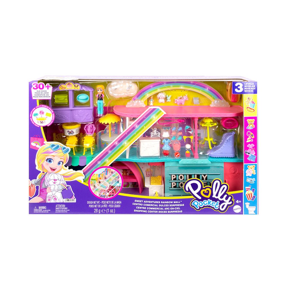 Polly Pocket Sweet Adventures Rainbow Mall, 3 Floors, 35+ Accessories - Mastermind Toys___231026