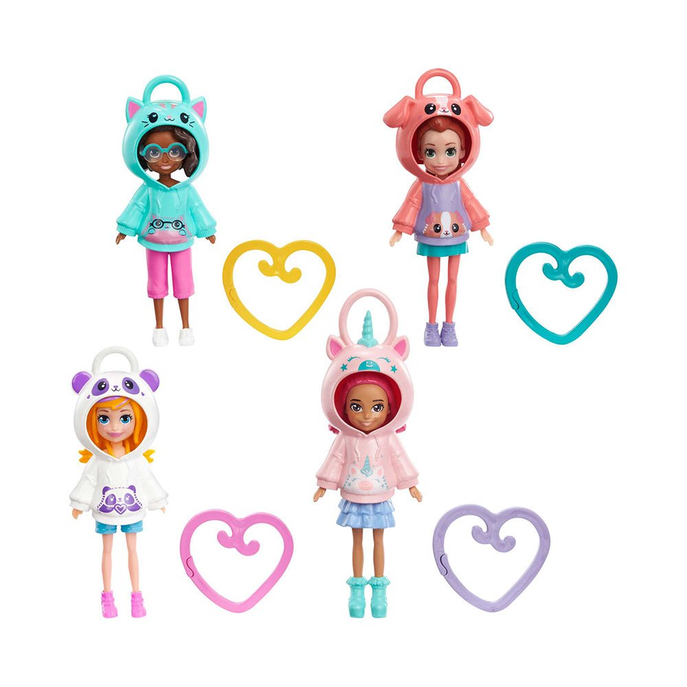 Polly Pocket Travel Toys, Friend Clips Doll With Animal Hoodie And Heart - Shaped Clip - Mastermind Toys___231057